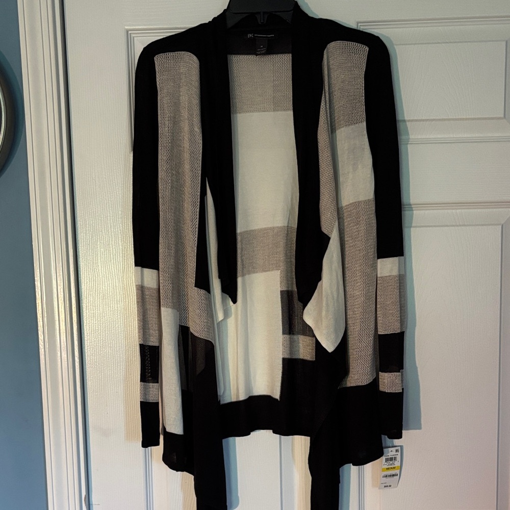 INC International Concepts Black and Cream Cardigan